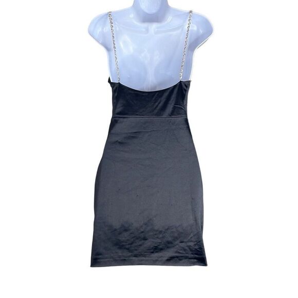 Meshki Black Arianna Mini Bodycon Dress Medium Rhinestone Straps Cut Outs Sexy - Picture 2 of 13